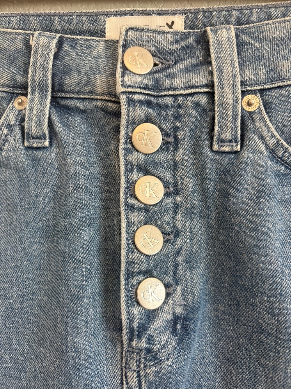 Calvin Klein CK1 High Rise Denim Mini Skirt Button Fly Y2K Women’s W25 - Picture 7 of 15